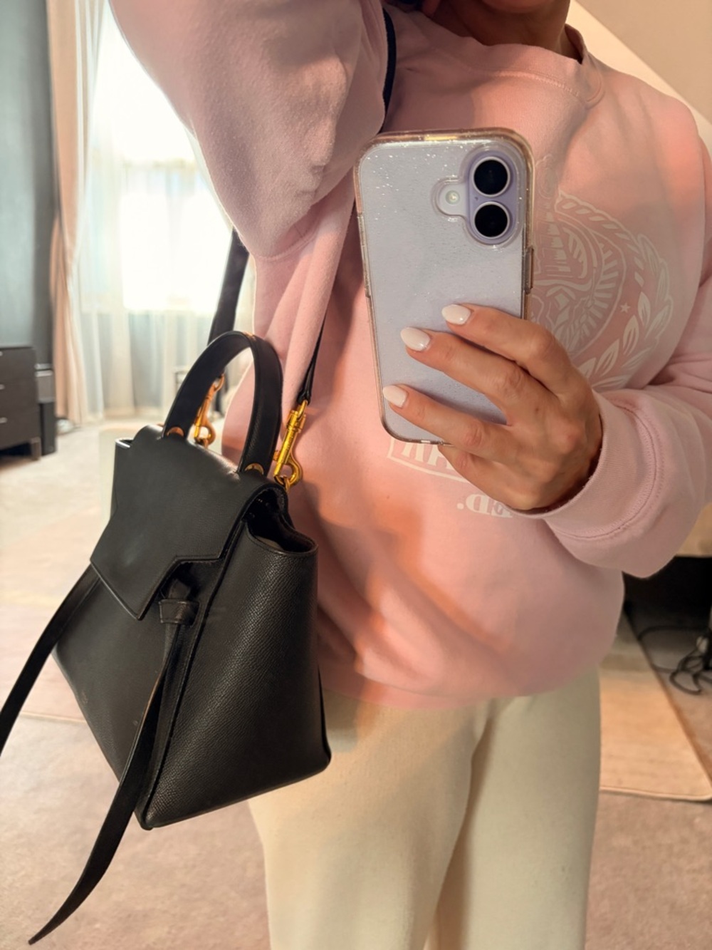 Celine Micro Belt Bag Blk Leather Satchel with Top Handle - Picture 9 of 11